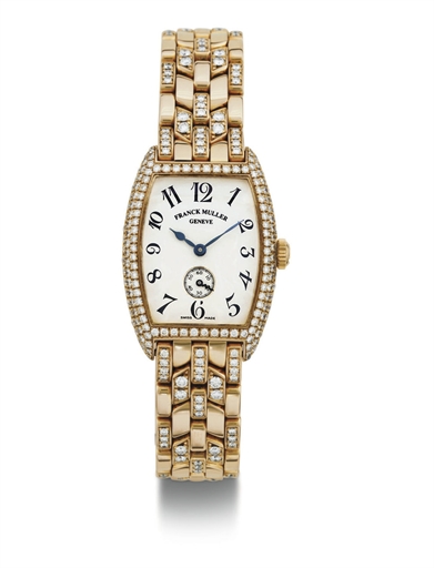 FRANCK MULLER. A LADY'S 18K PINK GOLD AND DIAMOND-SET WRISTWATCH WITH BRACELET