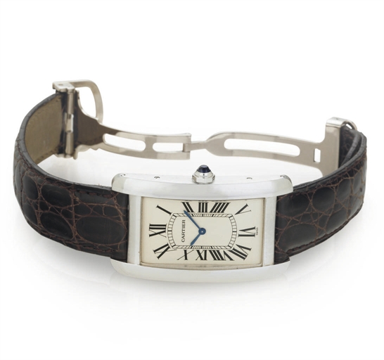 CARTIER. AN OVERSIZED 18K WHITE GOLD WRISTWATCH