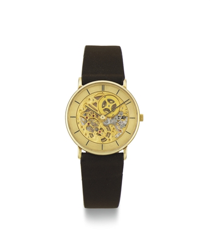 VACHERON CONSTANTIN. AN 18K GOLD ULTRA THIN SKELETONIZED WRISTWATCH