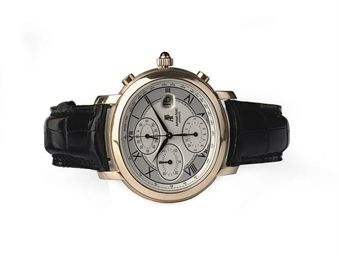 A LARGE 18K PINK GOLD OVAL AUTOMATIC CHRONOGRAPH WRISTWATCH WITH DATE AND TWO-TONE SILVERED DIAL, AUDEMARS PIGUET