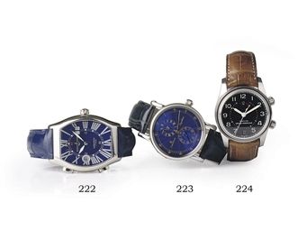 A STAINLESS STEEL AUTOMATIC DUAL TIME WRISTWATCH WITH ALARM AND DATE, BY GIRARD-PERREGAUX