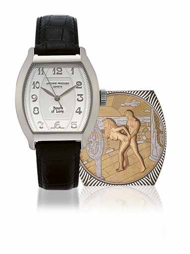 ANTOINE PREZIUSO, HOURS OF LOVE, NO 1.WHITE GOLD MANUALLY-WOUND WRISTWATCH WITH CONCEALED EROTIC AUTOMATON, LIMITED EDITION OF 30