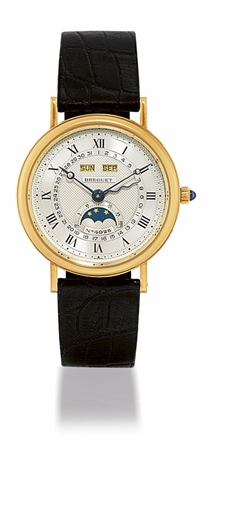 BREGUET, CLASSIQUE.YELLOW GOLD AUTOMATIC TRIPLE CALENDAR WRISTWATCH WITH MOON PHASE DISPLAY