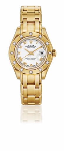 ROLEX, DATEJUST, REF. 80318.LADY'S YELLOW GOLD AND DIAMOND-SET AUTOMATIC BRACELET WATCH WITH DATE DISPLAY