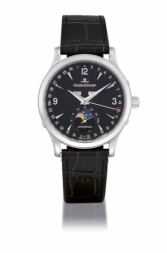JAEGER-LECOULTRE, MASTER CONTROL CALENDAR.STAINLESS STEEL AUTOMATIC TRIPLE CALENDAR WRISTWATCH WITH MOON PHASE DISPLAY