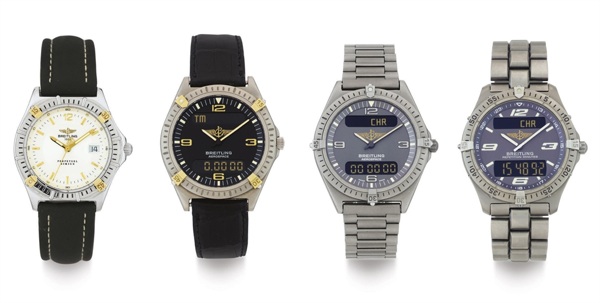BREITLING. A LOT OF FOUR WRISTWATCHES