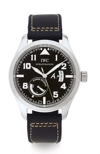IWC. A FINE OVERSIZED LIMITED EDITION 18K WHITE GOLD AUTOMATIC WRISTWATCH WITH POWER RESERVE AND DATE