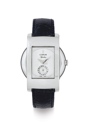 CORUM. AN 18K WHITE GOLD AUTOMATIC WRISTWATCH WITH DATE