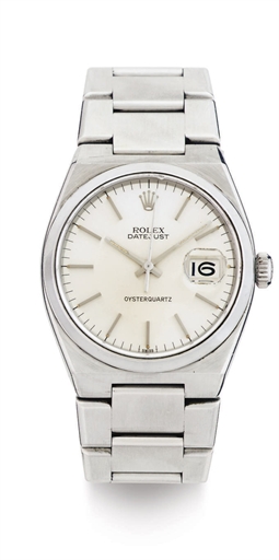 ROLEX. A STAINLESS STEEL QUARTZ WRISTWATCH WITH DATE AND BRACELET