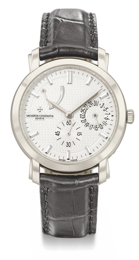 Vacheron Constantin. A fine 18K white gold wristwatch with date and power reserve