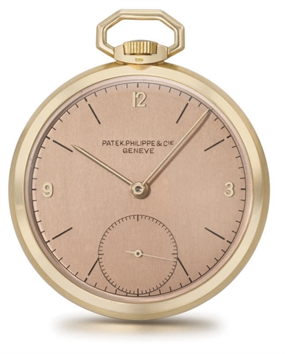 Patek Philippe. An 18K pink gold openface keyless lever watch with pink dial
