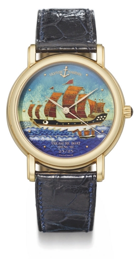 Ulysse Nardin. A fine 18K gold automatic limited edition wristwatch with sweep centre seconds and cloisonn