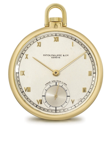 Patek Philippe. An attractive 18K gold openface keyless lever dress watch with two-tone silvered dial