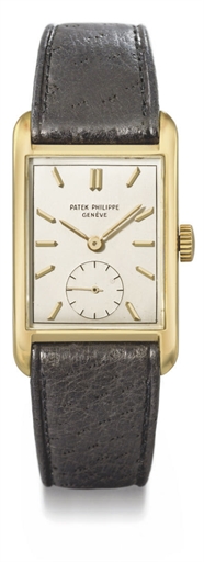 Patek Philippe. A rare 18K gold rectangular wristwatch