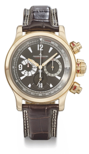 Jaeger-LeCoultre. A large 18K pink gold automatic chronograph wristwatch with date and two-tone dial