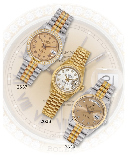 ROLEX, DATEJUST, REF. 68149.TRI-COLOURED GOLD AND DIAMOND-SET AUTOMATIC BRACELET WATCH WITH DATE DISPLAY