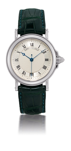 BREGUET, HORLOGER DE LA MARINE.WHITE GOLD AUTOMATIC WRISTWATCH WITH DATE DISPLAY