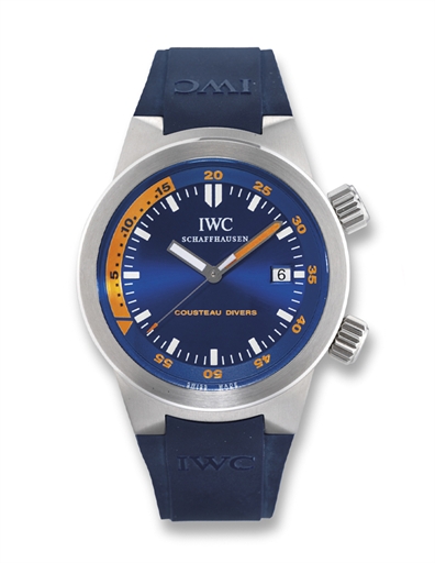 IWC, AQUATIMER COUSTEAU DIVERS.STAINLESS STEEL AUTOMATIC WRISTWATCH WITH DATE DISPLAY