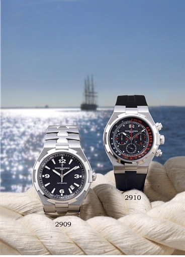 VACHERON CONSTANTIN, OVERSEAS CHRONOGRAPH.STAINLESS STEEL AUTOMATIC CHRONOGRAPH ANTIMAGNETIC WRISTWATCH WITH DATE DISPLAY, SPECIAL U.S. EDITION, LIMITED TO 100