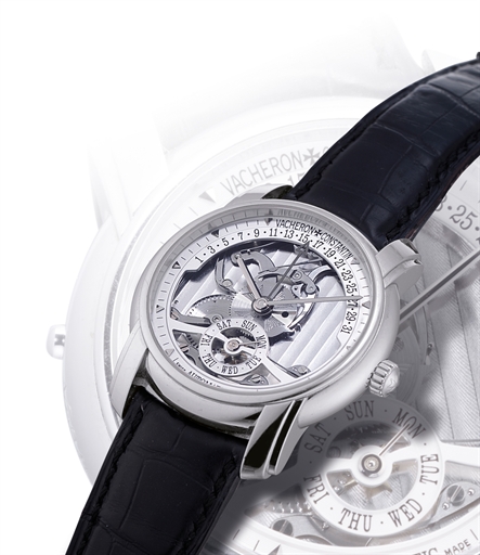 VACHERON CONSTANTIN, RETROGRADE DATE.PLATINUM AUTOMATIC WRISTWATCH WITH DAY AND RETROGRADE DATE, LIMITED EDITION OF 247