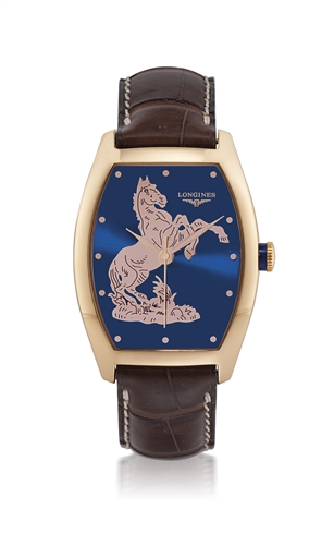 LONGINES, EVIDENZA.PINK GOLD AND ENAMEL AUTOMATIC WRISTWATCH, SPECIAL EDITION