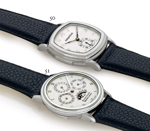 AUDEMARS PIGUET. A FINE AND RARE PLATINUM MINUTE REPEATING WRISTWATCH