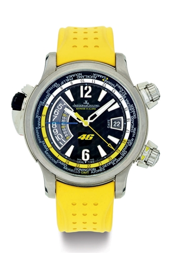 JAEGER-LECOULTRE. A LIMITED EDITION TITANIUM AUTOMATIC WORLD TIME WRISTWATCH WITH ALARM AND DATE