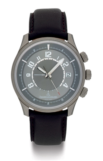 JAEGER-LECOULTRE. A LIMITED EDITION TITANIUM AUTOMATIC WRISTWATCH WITH DATE AND ALARM