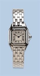 A LADY'S 18K WHITE GOLD BRACELET WATCH, BY CARTIER