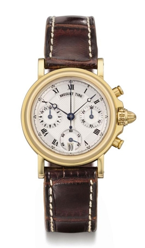 Breguet. A lady's 18K gold automatic chronograph wristwatch with date