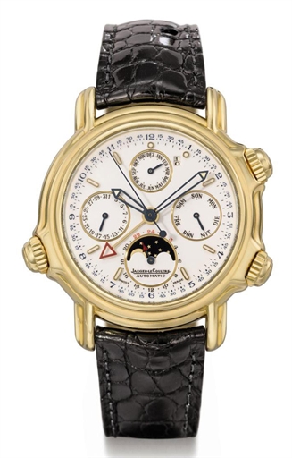 Jaeger-LeCoultre. An 18K gold automatic perpetual calendar wristwatch with sweep centre seconds, moon phases and alarm