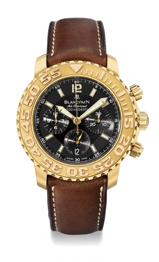 BLANCPAIN, AIR COMMAND.YELLOW GOLD AUTOMATIC FLYBACK CHRONOGRAPH WRISTWATCH WITH DATE
