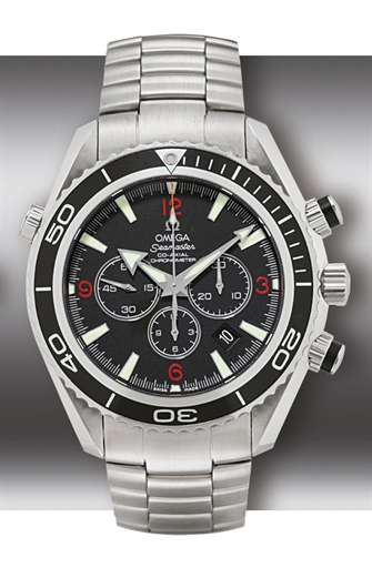 OMEGA, SEAMASTER PLANET OCEAN.STAINLESS STEEL AUTOMATIC CHRONOMETER CHRONOGRAPH WRISTWATCH WITH DATE DISPLAY AND BRACELET