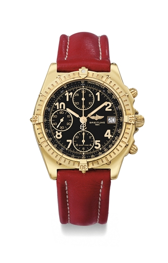 BREITLING, REF. 2420.YELLOW GOLD AUTOMATIC PILOT CHRONOGRAPH WRISTWATCH WITH DATE