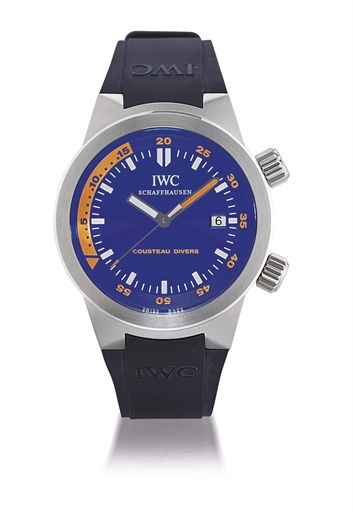 IWC, AQUATIMER COUSTEAU DIVERS.STAINLESS STEEL AUTOMATIC WRISTWATCH WITH DATE DISPLAY, LIMITED EDITION