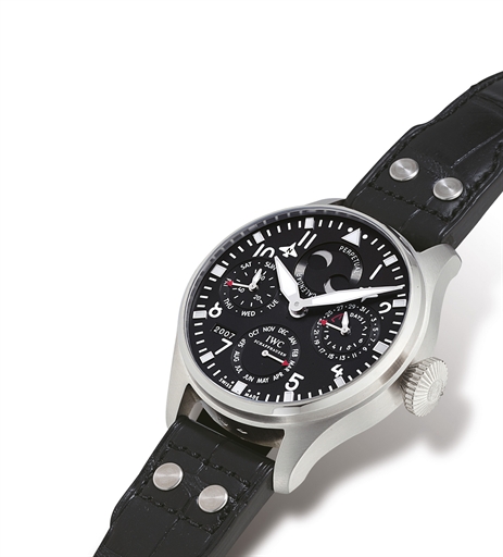 IWC, BIG PILOT PERPETUAL, SINCERE WORLD EXCLUSIVES.PLATINUM AUTOMATIC PERPETUAL CALENDAR 7-DAY-GOING WRISTWATCH WITH MOON PHASE DISPLAY AND POWER RESERVE INDICATION, LIMITED EDITION OF 25 MADE EXCLUSIVELY FOR THE OPENING OF SINCERE HAUTE HORLOGERIE BOUTIQ