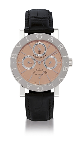 BULGARI.PLATINUM AUTOMATIC PERPETUAL CALENDAR WRISTWATCH WITH RETROGRADE SECONDS AND LEAP YEAR INDICATION, LIMITED EDITION OF 99
