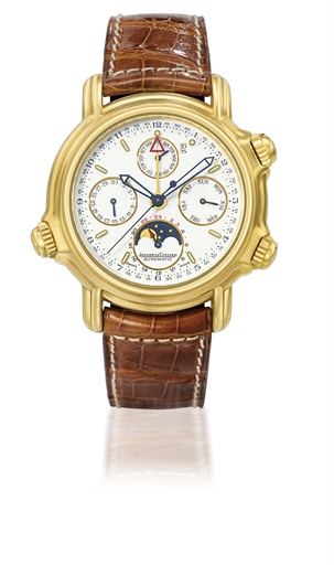 JAEGER-LECOULTRE, REF.180.1.99.YELLOW GOLD AUTOMATIC PERPETUAL CALENDAR WRISTWATCH WITH MOON PHASES, YEAR INDICATION AND ALARM