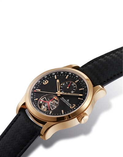 JAEGER-LECOULTRE, MASTER GRAND TOURBILLON.PINK GOLD AUTOMATIC TWO TIME ZONE TOURBILLON WRISTWATCH WITH DATE, LIMITED EDITION OF 12
