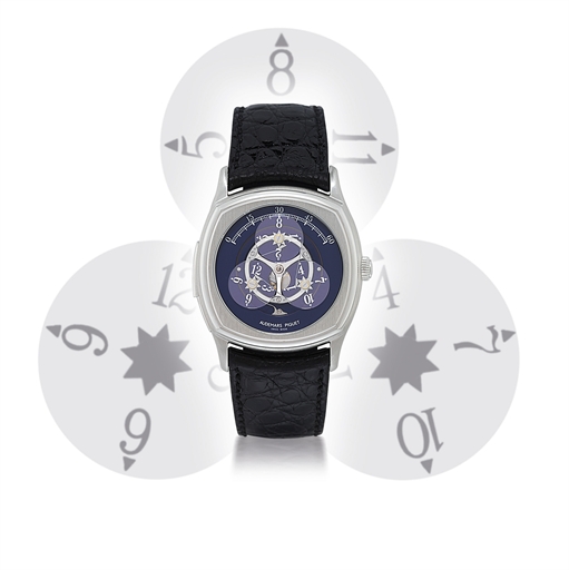 AUDEMARS PIGUET, REPETITION MINUTES, STAR WHEEL, JOHN SCHAEFFER.PLATINUM MANUALLY-WOUND MINUTE REPEATING WANDERING HOUR WRISTWATCH, LIMITED EDITION OF 10