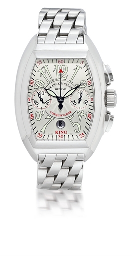 FRANCK MULLER, KING CONQUISTADOR CHRONOGRAPH.STAINLESS STEEL AUTOMATIC CHRONOGRAPH WRISTWATCH WITH DATE AND BRACELET