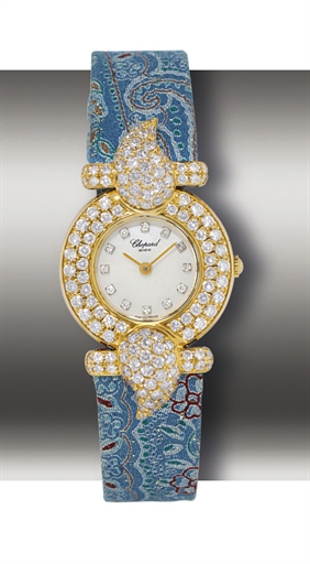 CHOPARD, CASMIR.LADY'S YELLOW GOLD AND DIAMOND-SET QUARTZ WRISTWATCH WITH MOTHER-OF-PEARL DIAL