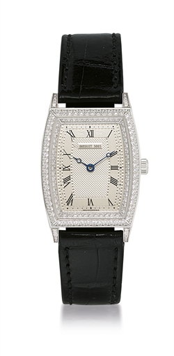 BREGUET, HERITAGE.LADY'S WHITE GOLD AND DIAMOND-SET AUTOMATIC TONNEAU-SHAPED WRISTWATCH
