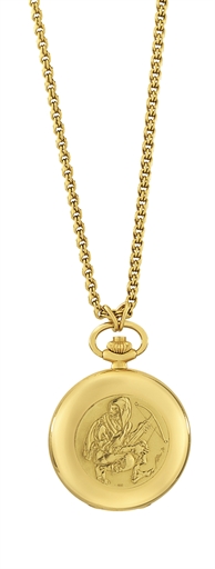 PATEK PHILIPPE, REF. 897.GOLD HUNTER CASE KEYLESS LEVER POCKET WATCH WITH CHAIN, RETAILED BY GUBELIN, LIMITED EDITION OF 100 EXAMPLES MADE TO COMMEMORATE THE 50TH ANNIVERSARY OF THE SWISS FEDERAL TARGET SHOOTING FESTIVAL IN LUCERNE, SWITZERLAND.NO. 45