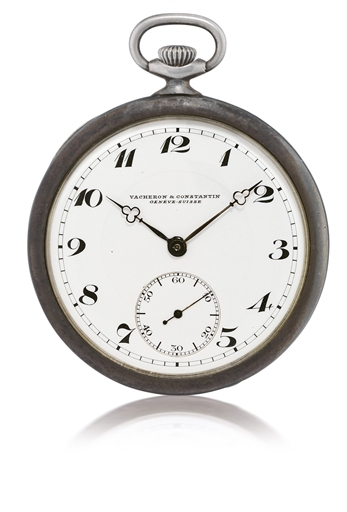 VACHERON CONSTANTIN.AN OPEN FACED KEYLESS LEVER WATCH WITH AMERICAN SILVER CASE