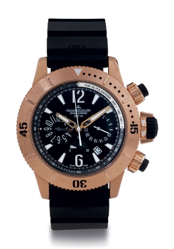 JAEGER-LECOULTRE. AN 18K PINK GOLD AUTOMATIC CHRONOGRAPH DIVER'S WRISTWATCH WITH DATE