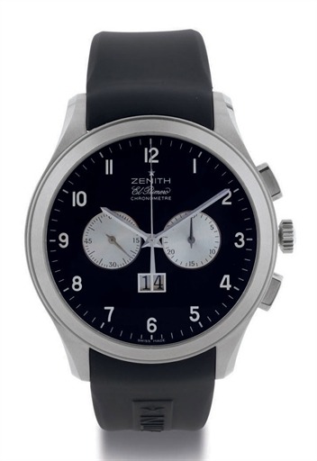 ZENITH. A STAINLESS STEEL AUTOMATIC CHRONOGRAPH WRISTWATCH WITH DATE