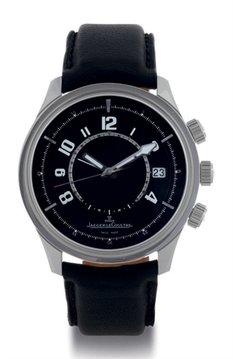 JAEGER-LECOULTRE. A LIMITED EDITION STAINLESS STEEL AUTOMATIC WRISTWATCH WITH ALARM AND DATE