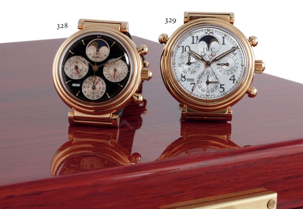 IWC. A FINE 18K GOLD AUTOMATIC SPLIT SECONDS PERPETUAL CALENDAR CHRONOGRAPH WRISTWATCH WITH MOON PHASES