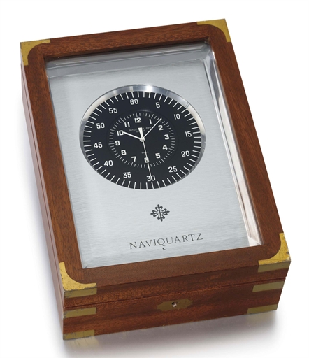 Patek Philippe. An aluminium electronic marine chronometer with sweep centre seconds and original mahogany box